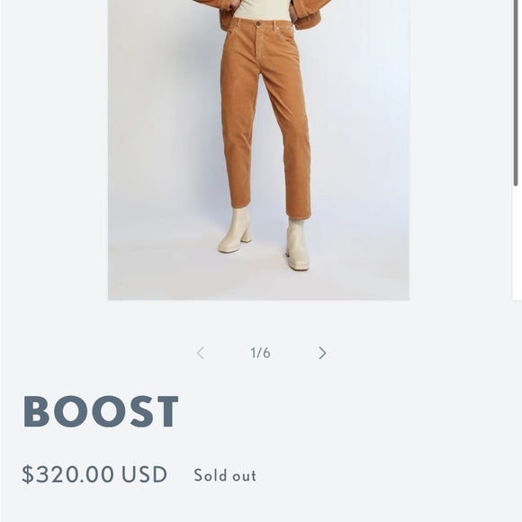 DAILY BLUE Boost Corduroy in Mud High Rise Button Fly Jeans  NEW $313 AG - Picture 4 of 15